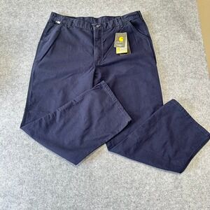 Carhartt FR Washed Duck Work Dungaree Navy Carpenter Blue Pants Mens 40x32 NEW
